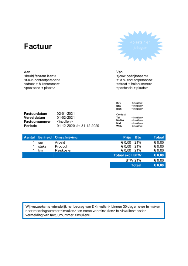 Gratis Voorbeeld Factuur In Word Tips En Uitleg